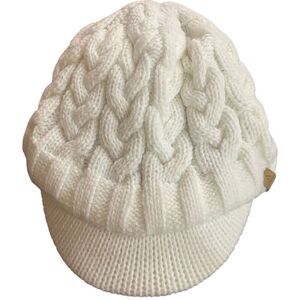 ADIDAS Cream Chunky Cable Knit Sweater Brimmed Beanie Cap Hat